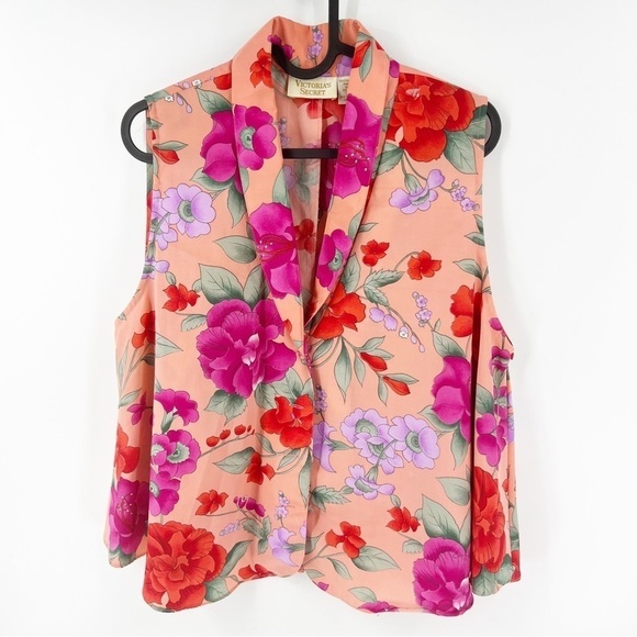 ✅ VICTORIA'S SECRET VINTAGE GOLD LABEL PINK FLORAL PAJAMA TOP SIZE LARGE - Picture 1 of 4